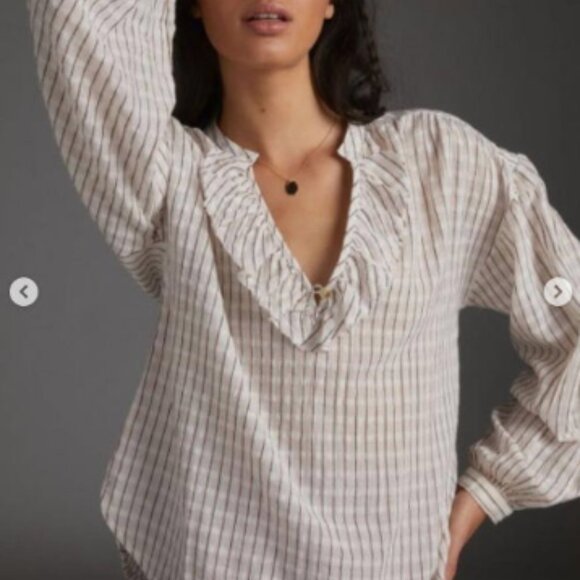 Anthropologie top‎ blouse shirt XS Small Madewell j crew Free People jcrew linen - Picture 3 of 4